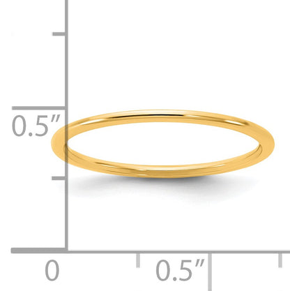 14KY 1mm Half Round Band Size 4.5