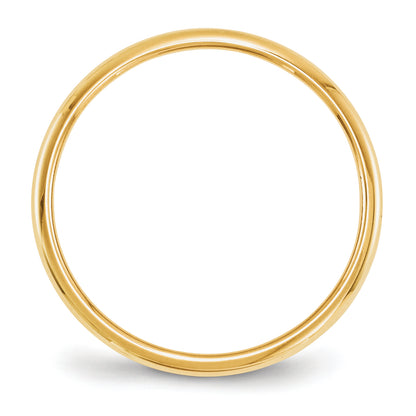 14k Yellow Gold 2mm Half-Round Wedding Band Size 4.5