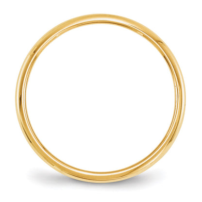 14k Yellow Gold 2mm Half Round Wedding Band Size 11