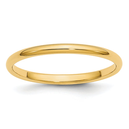 14k Yellow Gold 2mm Half-Round Wedding Band Size 4.5