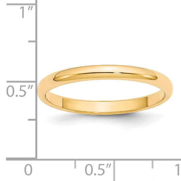 14k Yellow Gold 2.5mm Half Round Wedding Band Size 4