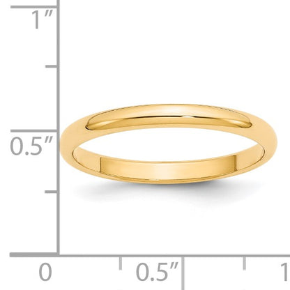 14k Yellow Gold 2.5mm Half Round Wedding Band Size 4
