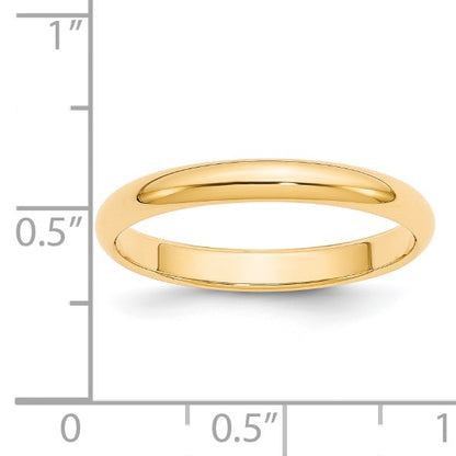 14k Yellow Gold 3mm Half-Round Wedding Band Size 10.5