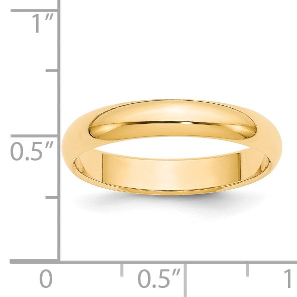 14k Yellow Gold 4mm Half-Round Wedding Band Size 5