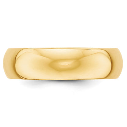 14k Yellow Gold 6mm Half-Round Wedding Band Size 11.5