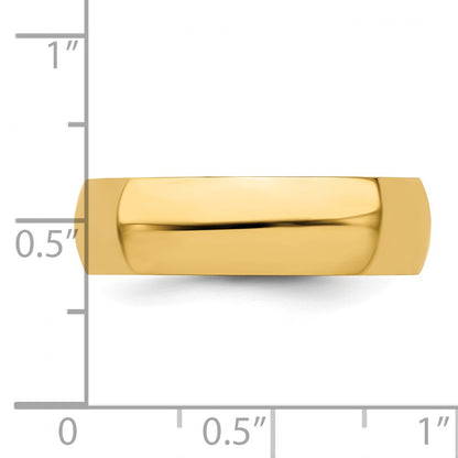14k Yellow Gold 6mm Half-Round Wedding Band Size 12