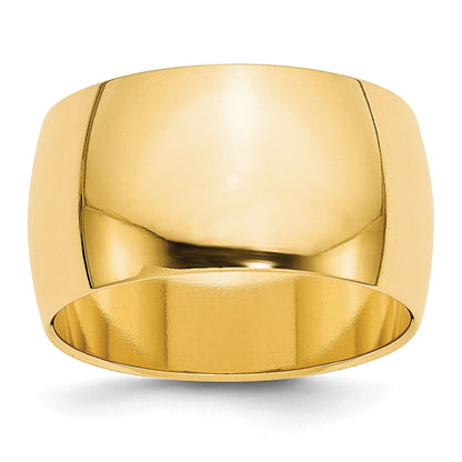 14k Yellow Gold 12mm Half Round Wedding Band Size 7