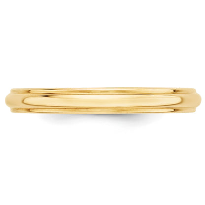 14k Yellow Gold 3mm Half Round with Edge Wedding Band Size 10.5