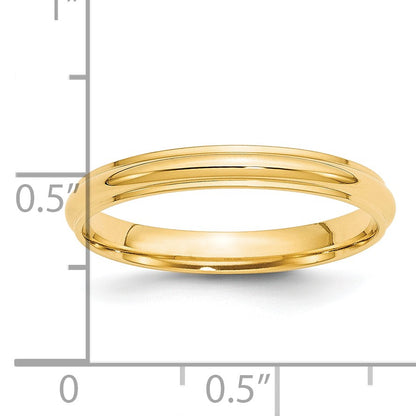 14k Yellow Gold 3mm Half Round with Edge Wedding Band Size 13.5