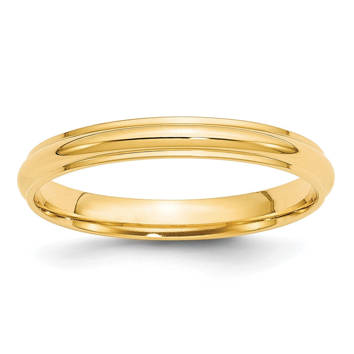 14k Yellow Gold 3mm Half Round with Edge Wedding Band Size 10.5