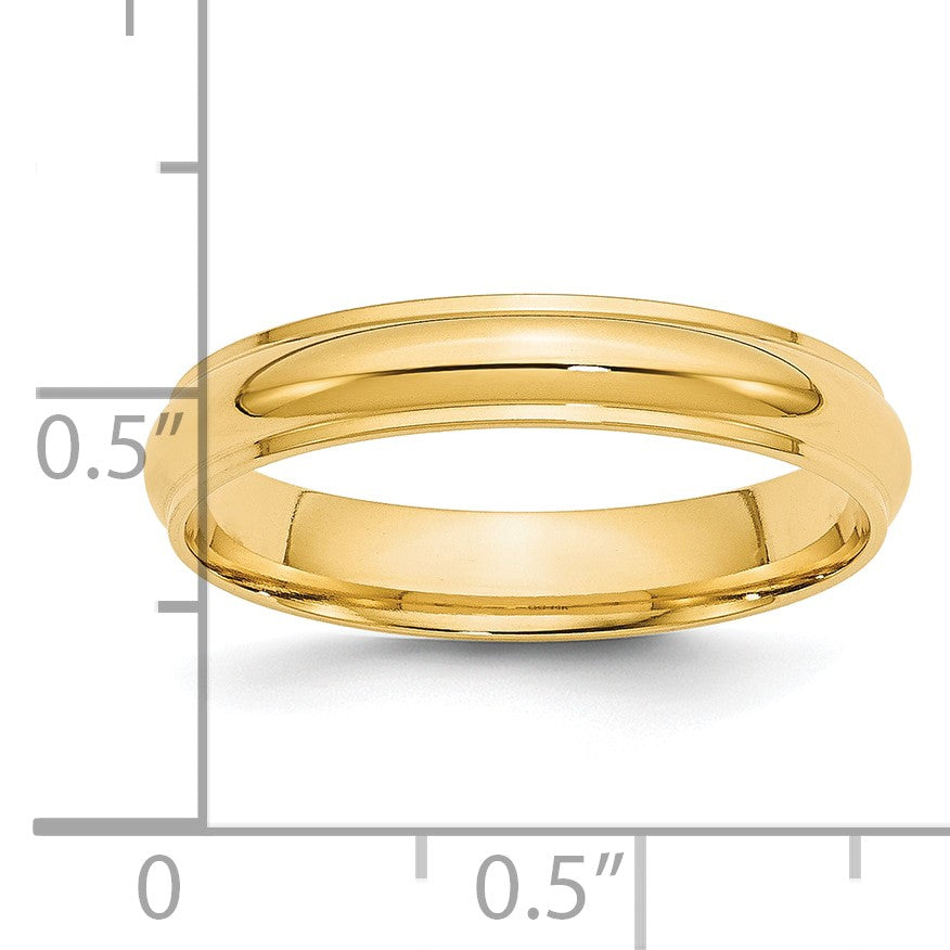 14k Yellow Gold 4mm Half Round with Edge Wedding Band Size 11.5