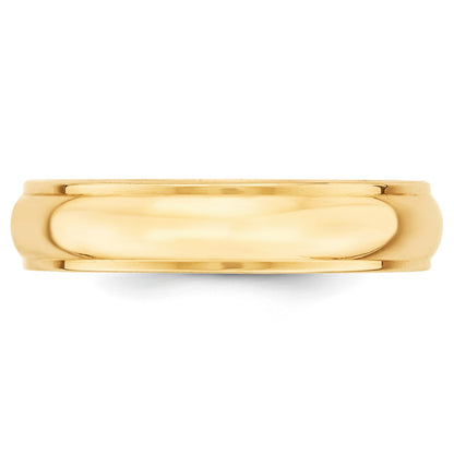 14k Yellow Gold 5mm Half Round with Edge Wedding Band Size 9