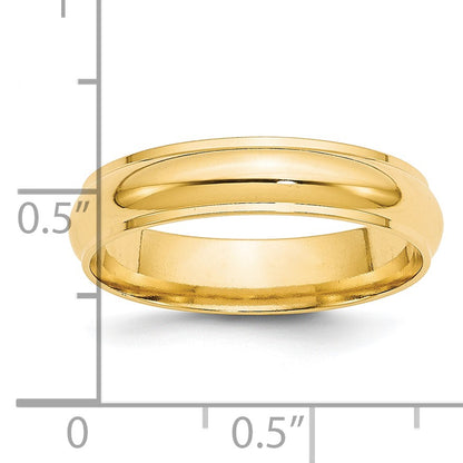 14k Yellow Gold 5mm Half Round with Edge Wedding Band Size 14