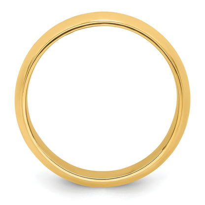 14k Yellow Gold 8mm Half Round with Edge Wedding Band Size 7.5