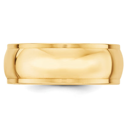 14k Yellow Gold 8mm Half Round with Edge Wedding Band Size 11