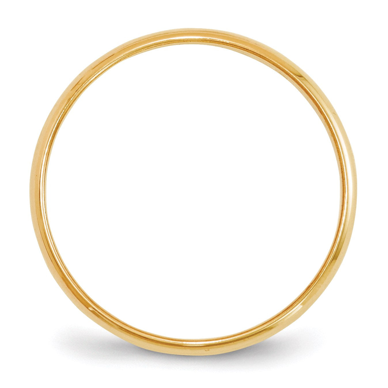 14k Yellow Gold 2mm Lightweight Half Round Wedding Band Size 6.5