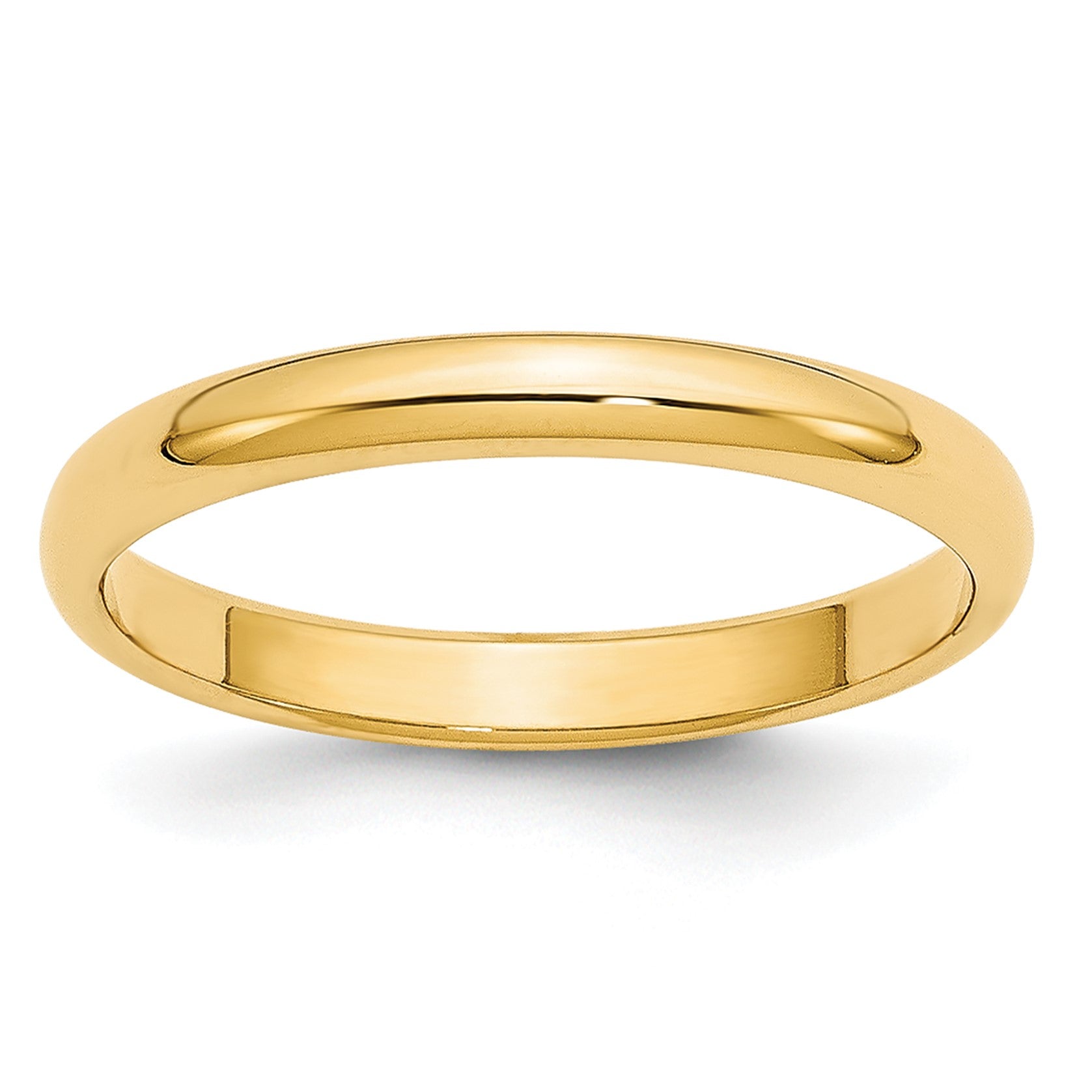 14k Yellow Gold 2.5mm Lightweight Half Round Wedding Band Size 6.5