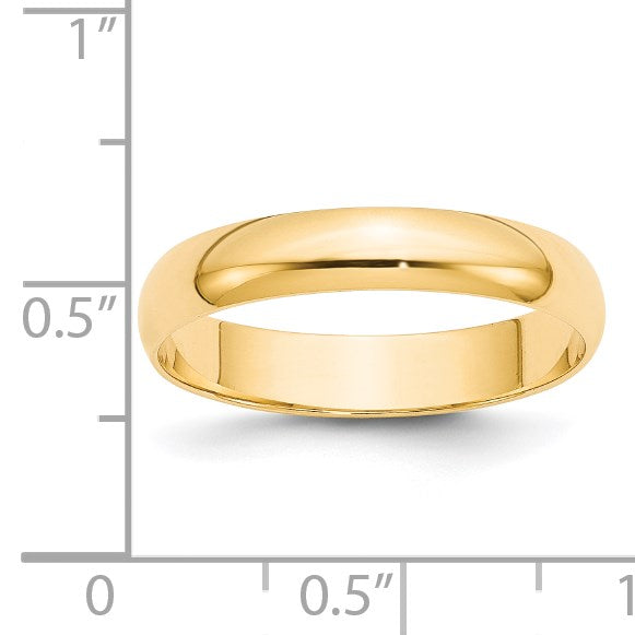 14k Yellow Gold 4mm Lightweight Half Round Wedding Band Size 11.5