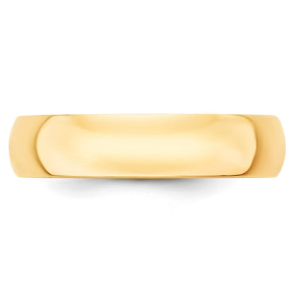 14k Yellow Gold 5mm Lightweight Half Round Wedding Band Size 10.5
