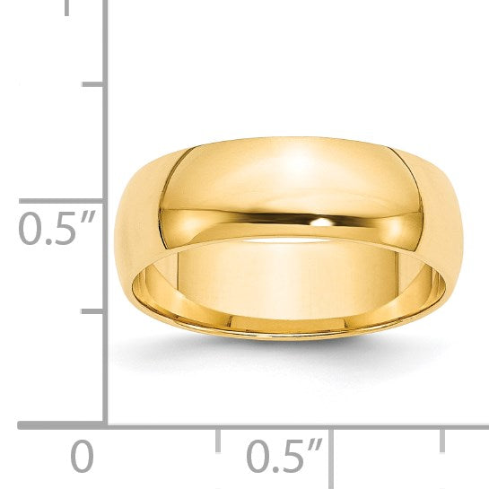 14k Yellow Gold 6mm Lightweight Half Round Wedding Band Size 10