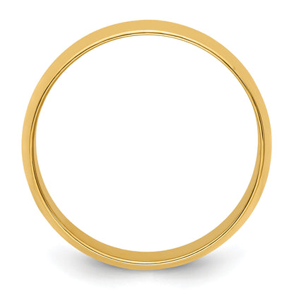 14k Yellow Gold 7mm Lightweight Half Round Wedding Band Size 10