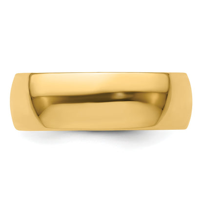 14k Yellow Gold 7mm Lightweight Half Round Wedding Band Size 7.5