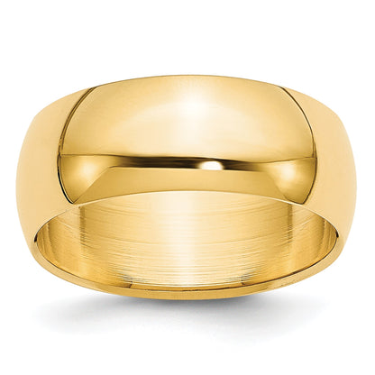 14k Yellow Gold 7mm Lightweight Half Round Wedding Band Size 13.5