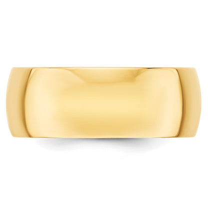 14k Yellow Gold 8mm Lightweight Half Round Wedding Band Size 13.5