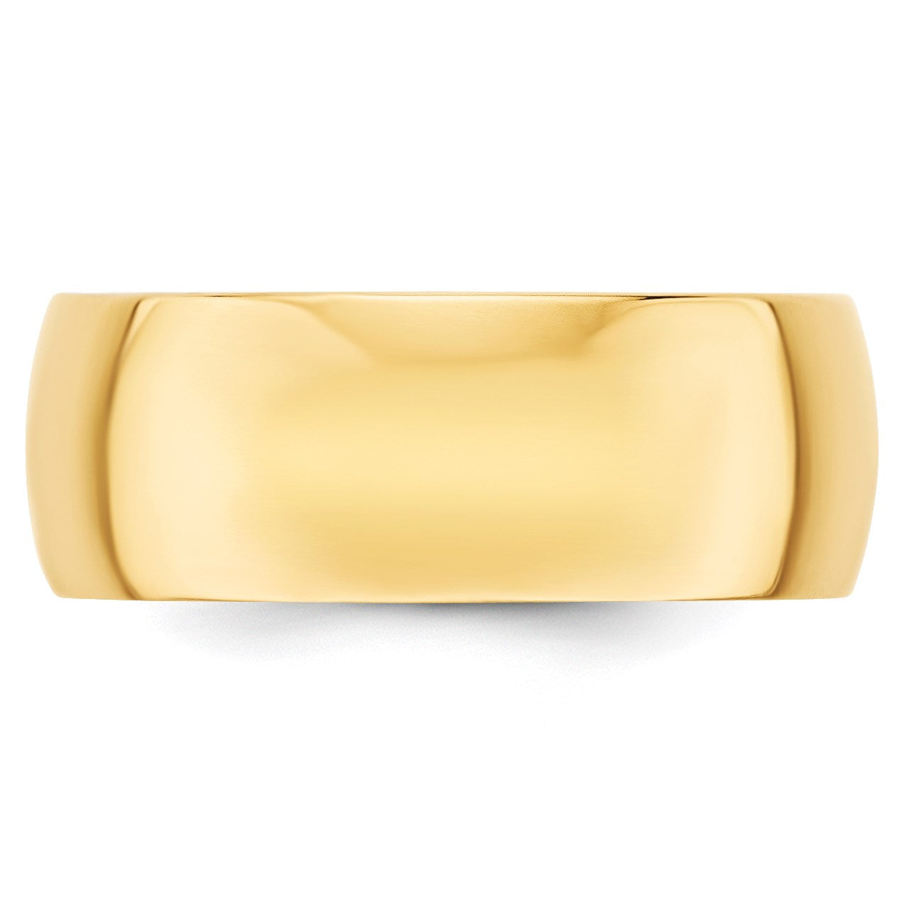 14k Yellow Gold 8mm Lightweight Half Round Wedding Band Size 13