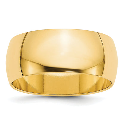 14k Yellow Gold 8mm Lightweight Half Round Wedding Band Size 8.5