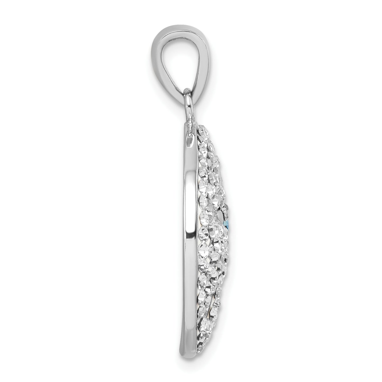 Sterling Silver Rhodium-Plated Polished White Crystal Sand Dollar Pendant