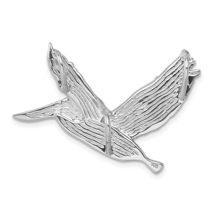 Sterling Silver Rhodium-plated Polished Orange Crystal Pelican Pendant