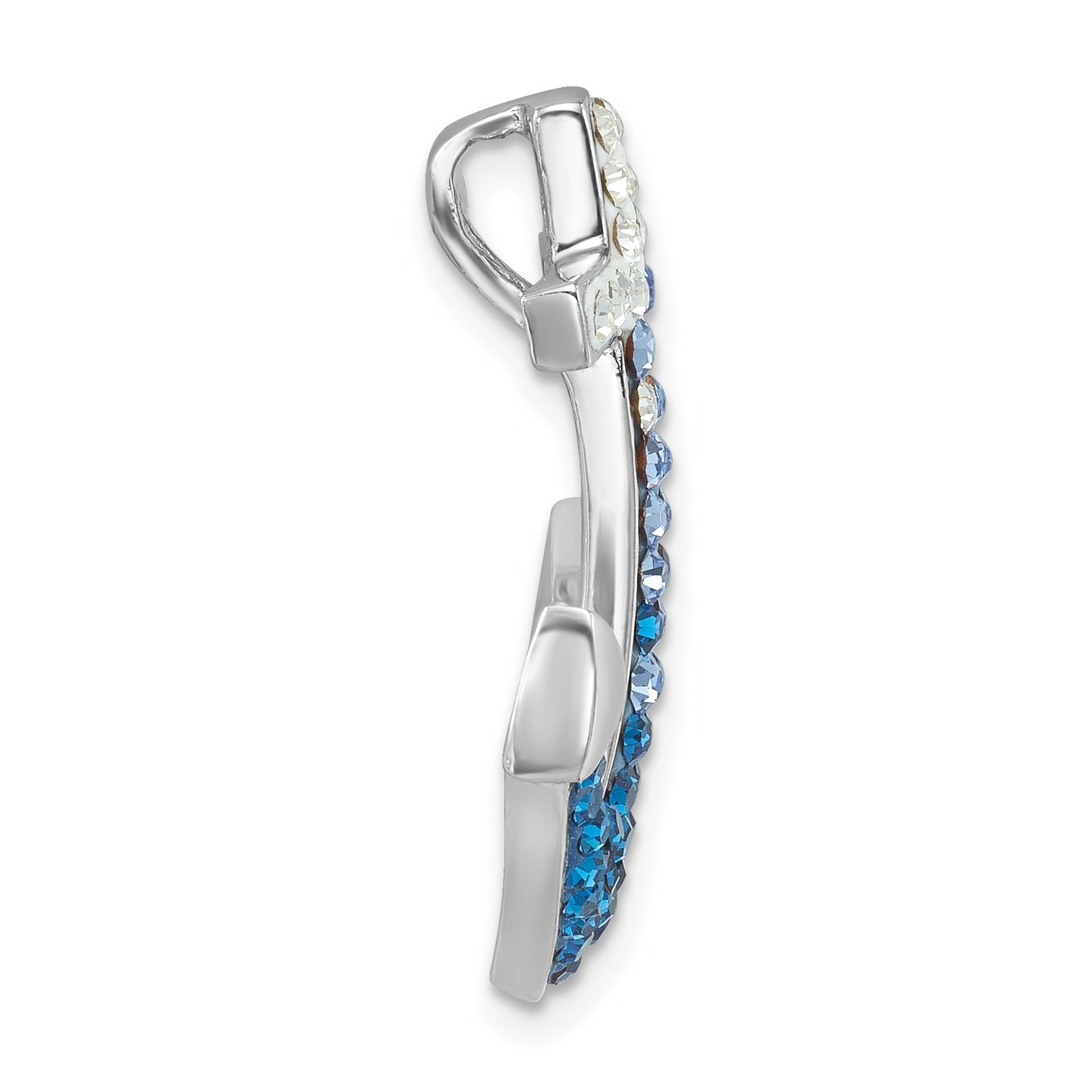Sterling Silver Rhodium-Plated Polished Crystal Anchor Chain Slide