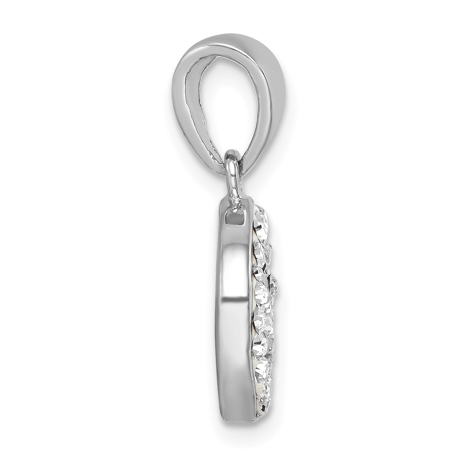 Sterling Silver Rhodium-Plated Polished Crystal Sand Dollar Pendant