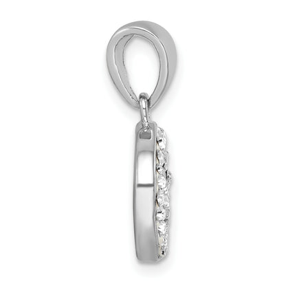 Sterling Silver Rhodium-Plated Polished Crystal Sand Dollar Pendant