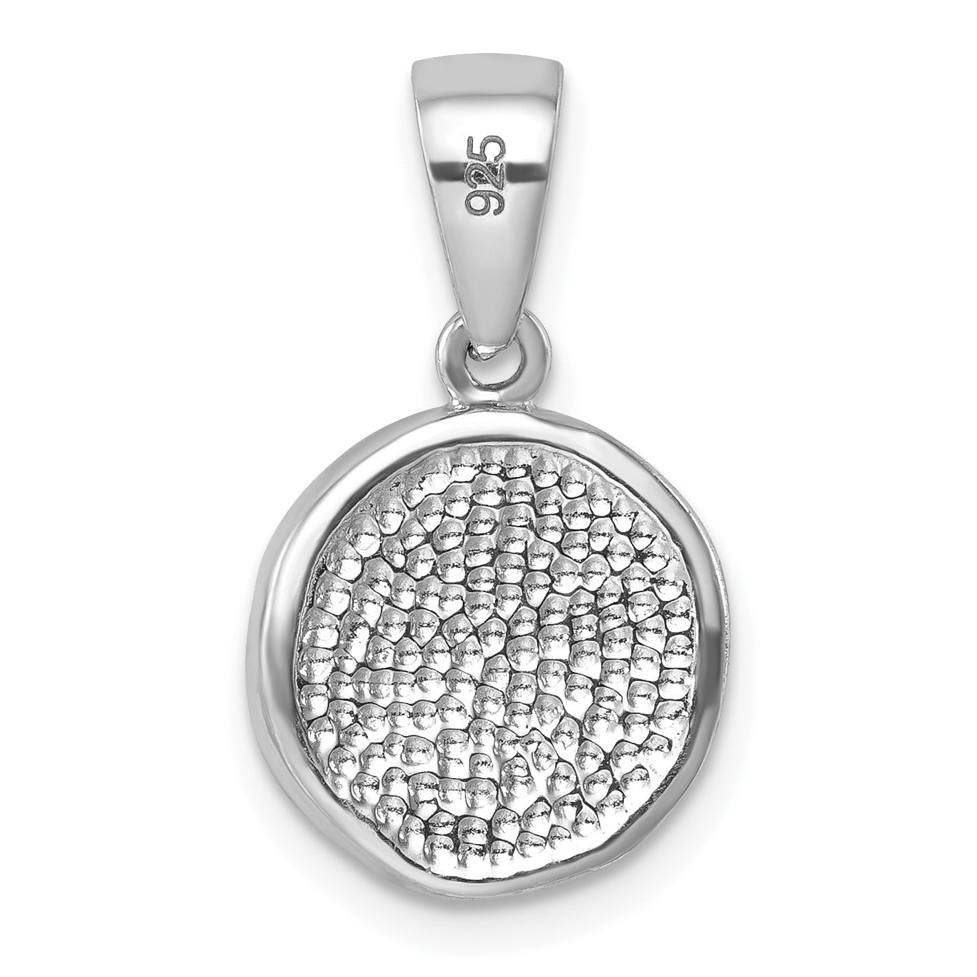 Sterling Silver Rhodium-Plated Polished Crystal Sand Dollar Pendant
