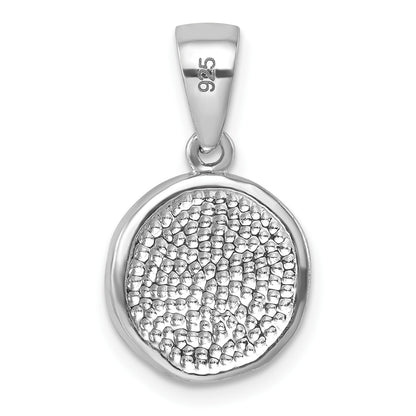 Sterling Silver Rhodium-Plated Polished Crystal Sand Dollar Pendant
