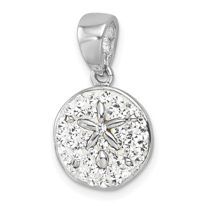 Sterling Silver Rhodium-Plated Polished Crystal Sand Dollar Pendant