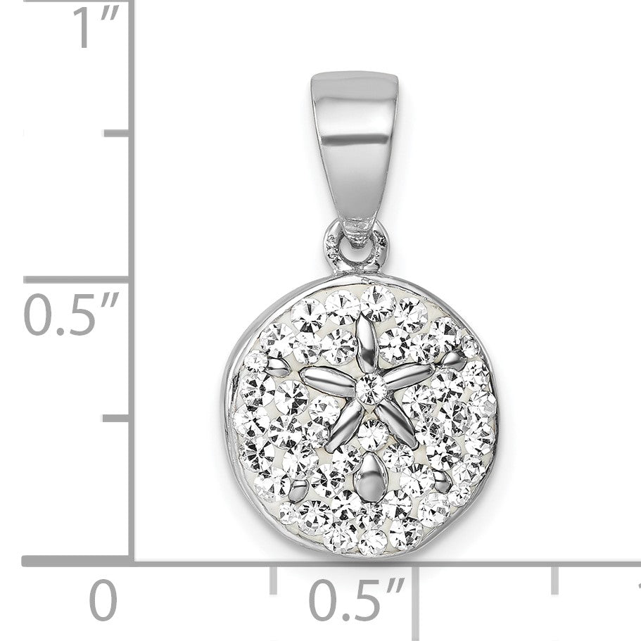 Sterling Silver Rhodium-Plated Polished Crystal Sand Dollar Pendant