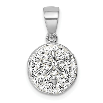 Sterling Silver Rhodium-Plated Polished Crystal Sand Dollar Pendant