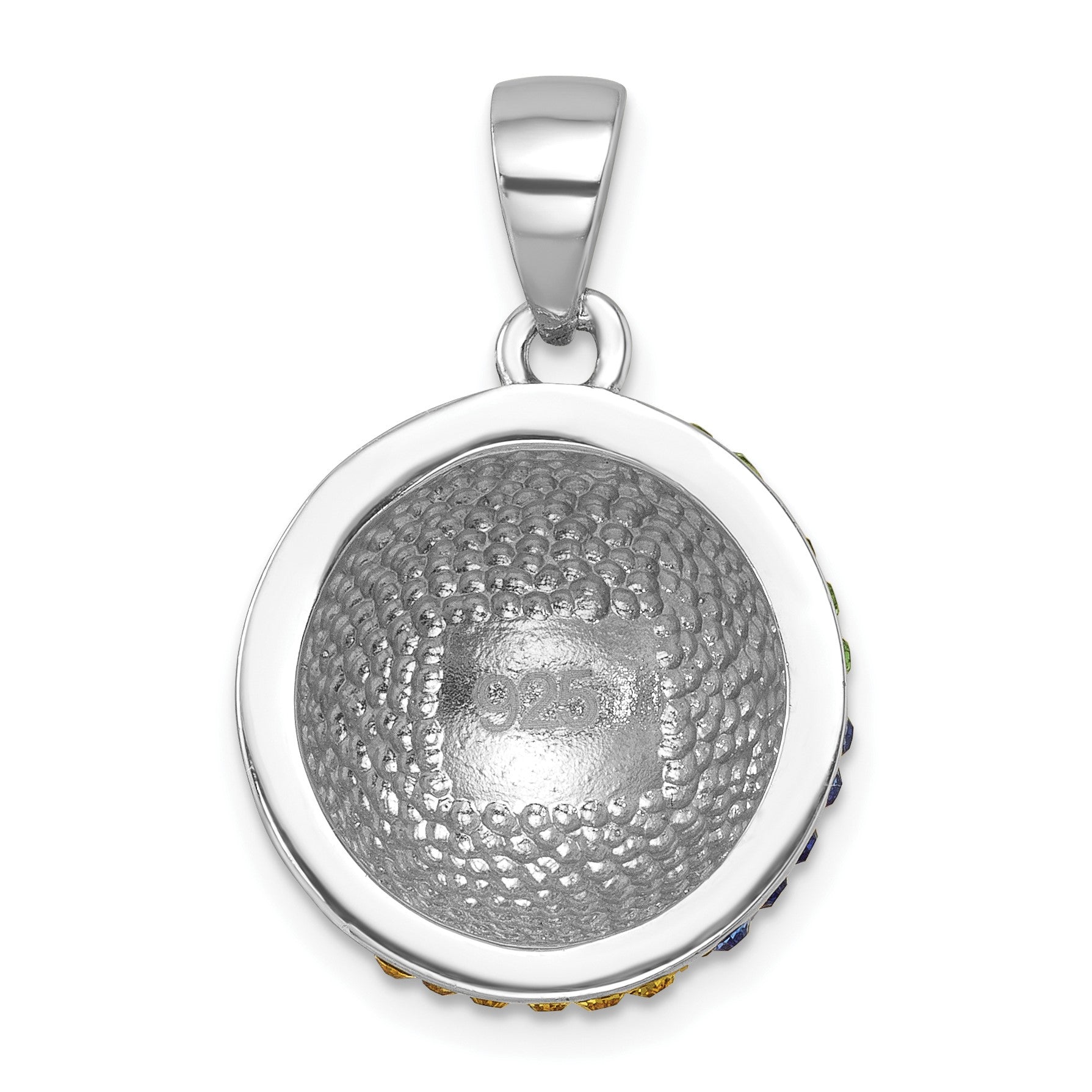 Sterling Silver Rhodium-plated Polished Multi-Color Crystal Beach Ball Pend