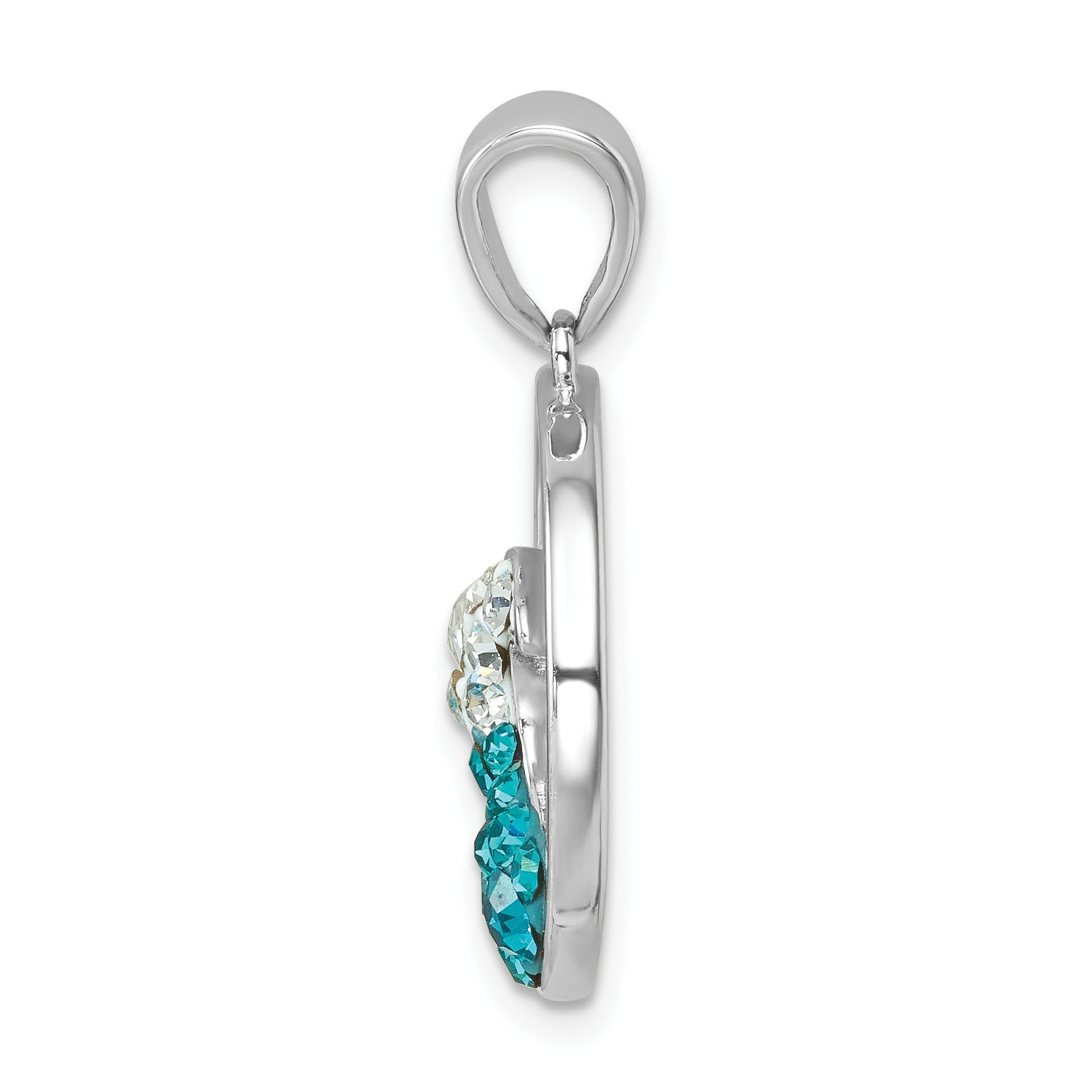 Sterling Silver Rhodium-Plated Polished Crystal Wave Whitecap Pendant