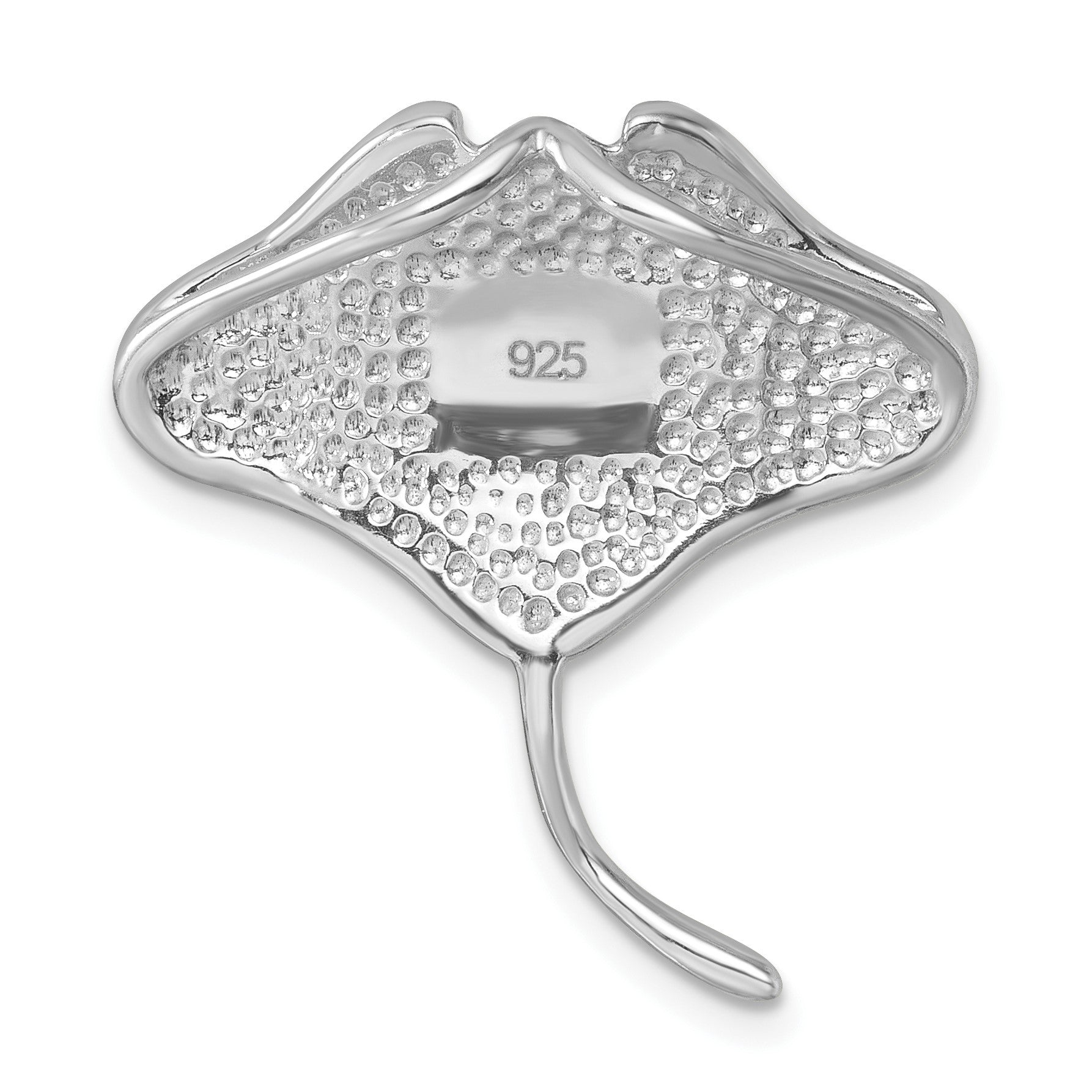 Sterling Silver Rhodium-plated Polished Blue Crystal Ray Pendant