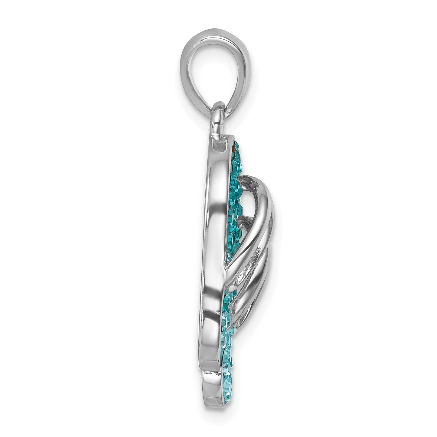 Sterling Silver Rhodium-plated Polished Crystal Double Flip Flop Pendant