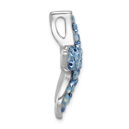 Sterling Silver Rhodium-plated Polished Crystal Starfish Chain Slide