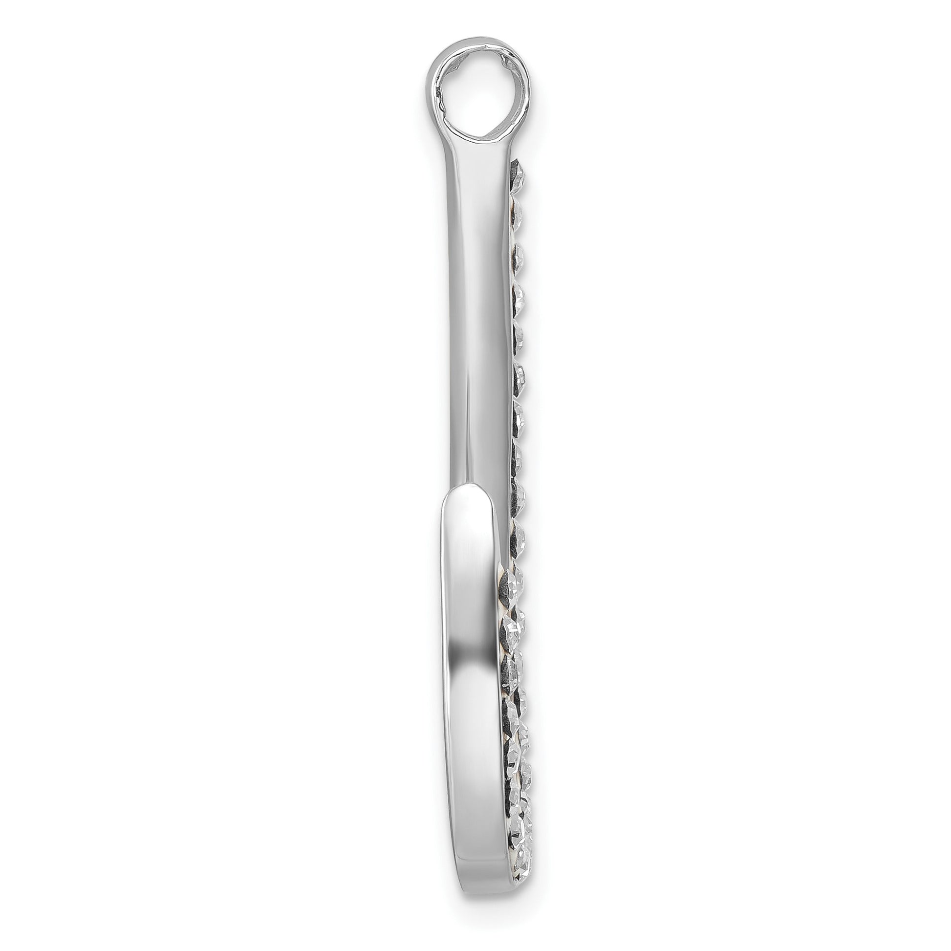 Sterling Silver Rhodium-Plated Polished Crystal Hook Pendant