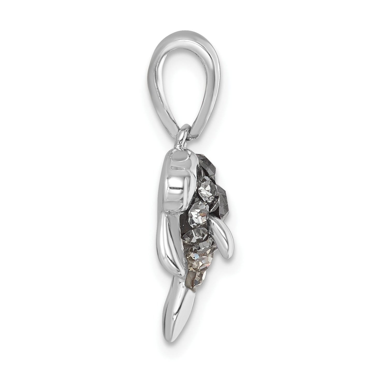 Sterling Silver Rhodium-plated Polished Crystal Manatee Pendant