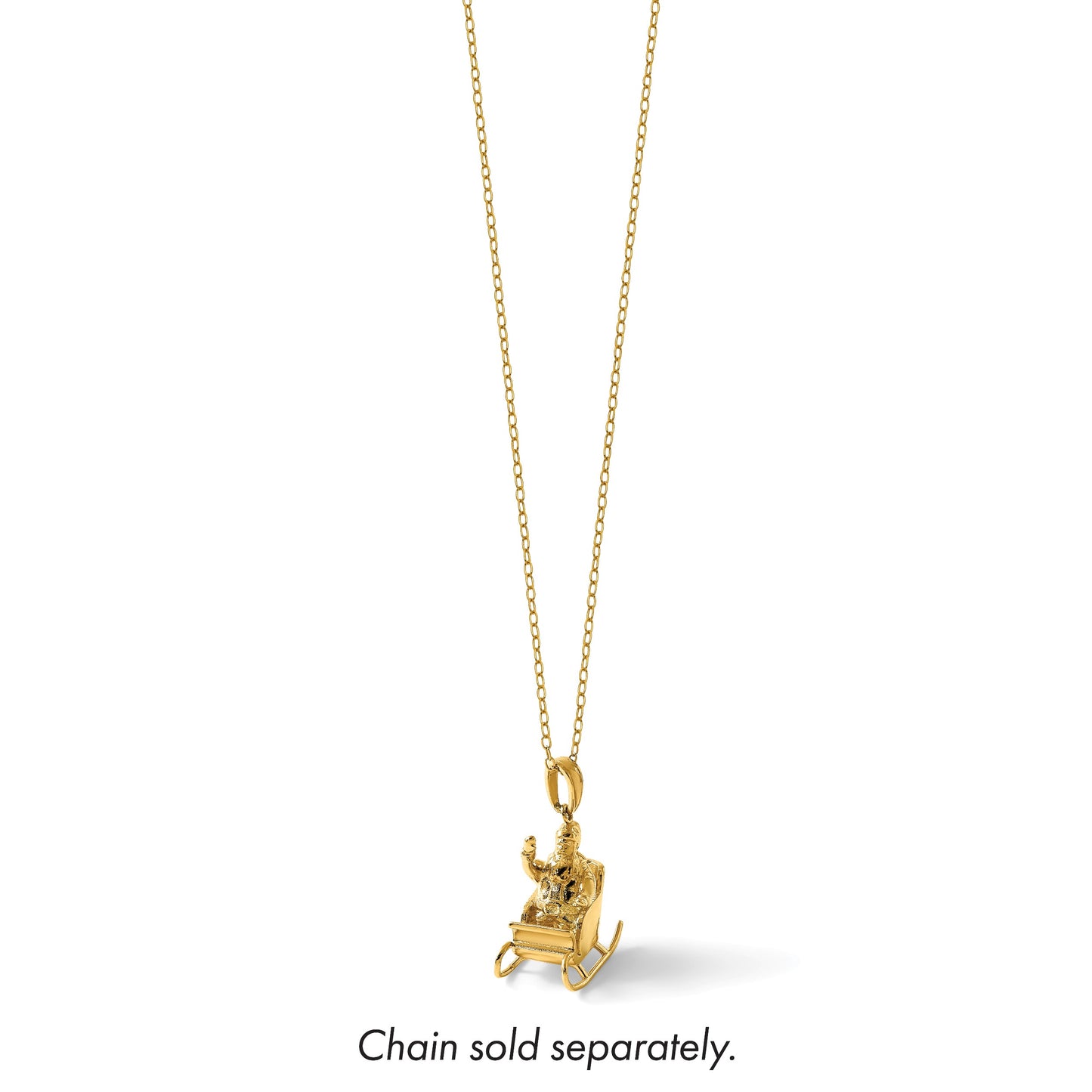 14k Polished 3-D Waving Santa In Sleigh Charm