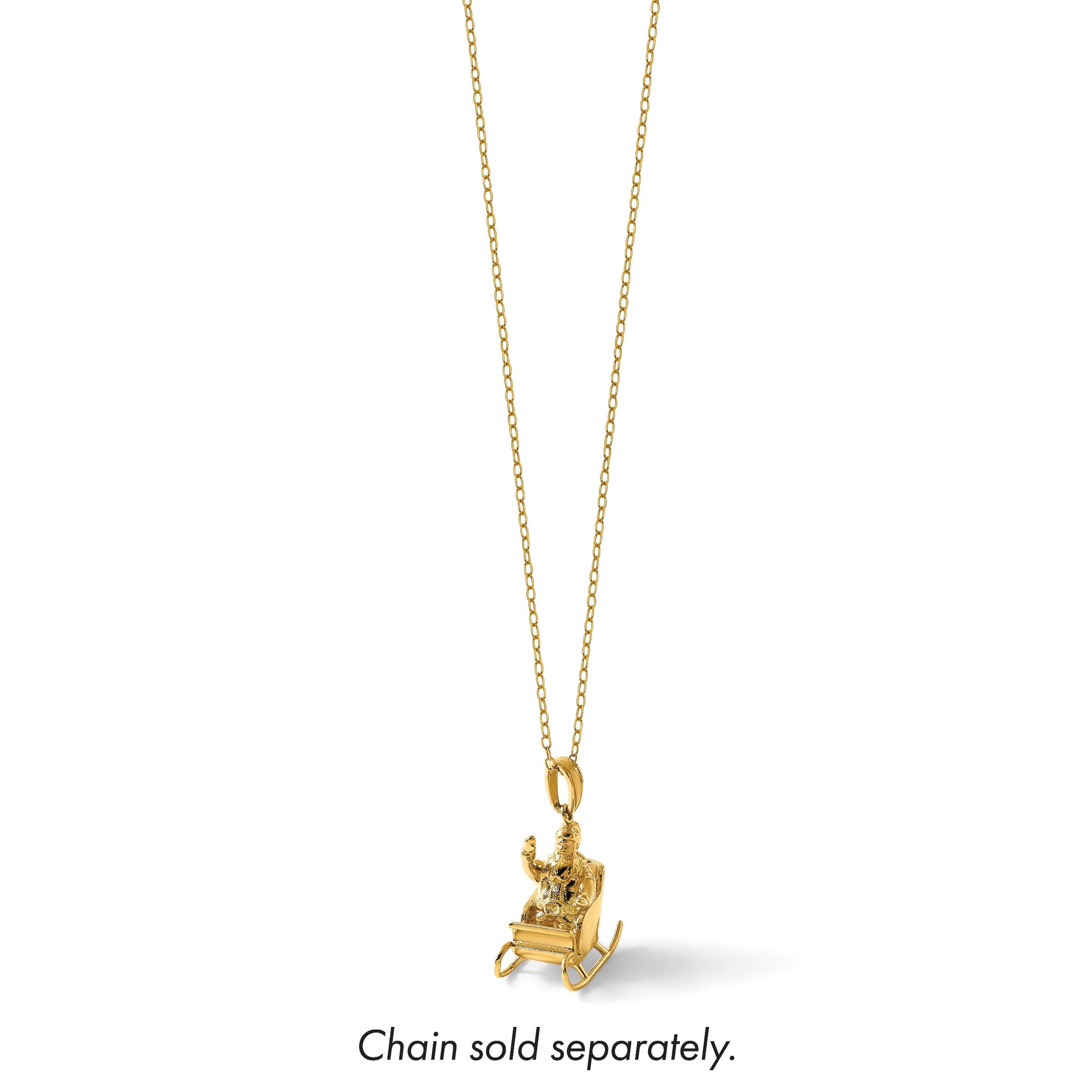 14k Polished 3-D Waving Santa In Sleigh Charm