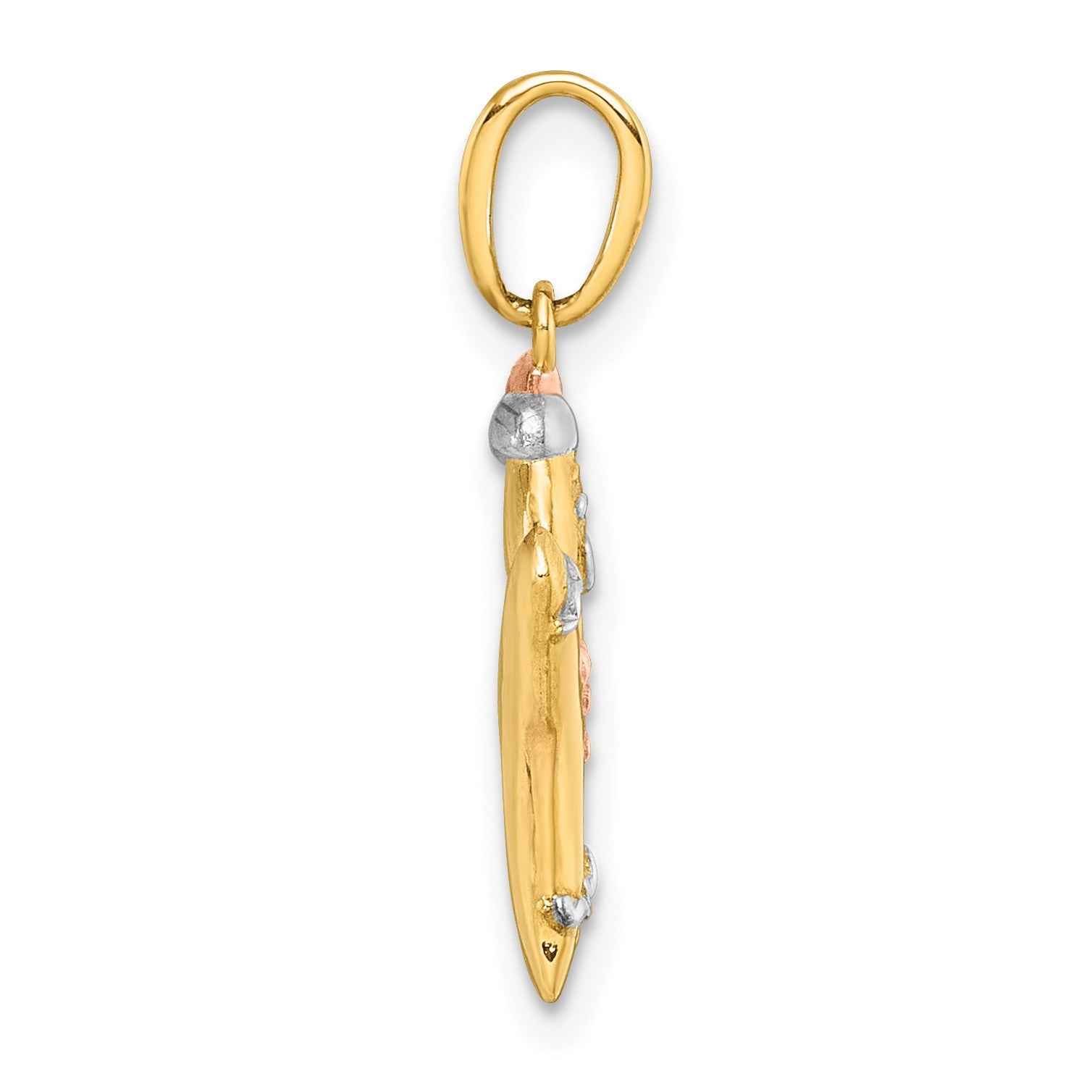 14k with White Rhodium and Rose-plating Polished Gingerbread Man Charm
